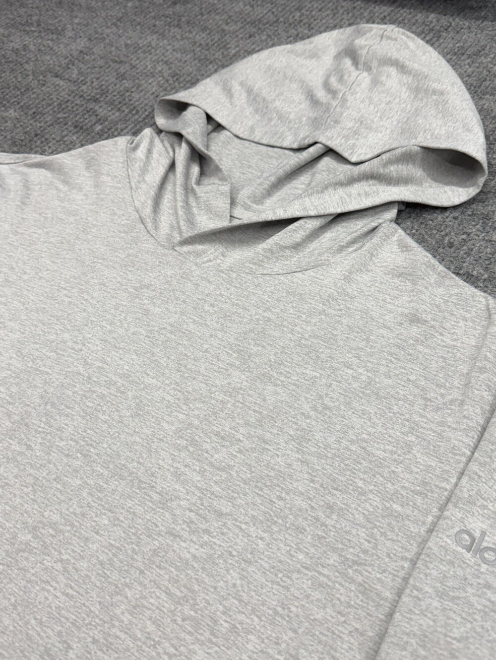 ALO Yoga Conquer Reform Hoodie Shirt Mens XL Gray Long Sleeve Soft Pullover